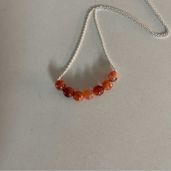 One of a kind faceted Carnelian beads in center of 17”necklace - Picture 8 of 10